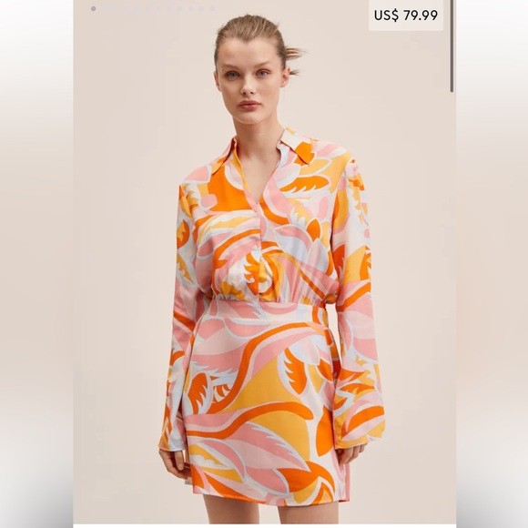 Mango Printed Flowy Dress Sz. M - Picture 2 of 13